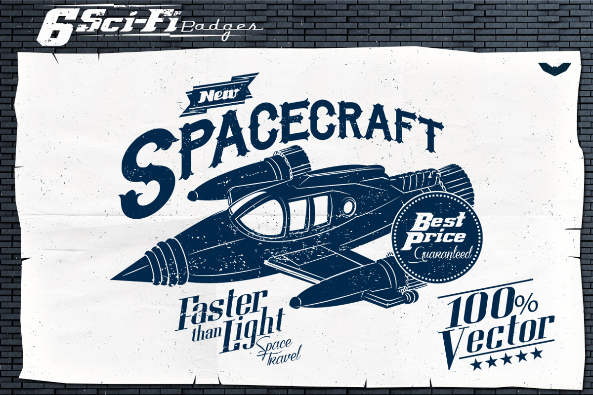 6 Sci-fi Badges, a Branding & Logo Template by PaperBat (Photo 1 of 4)