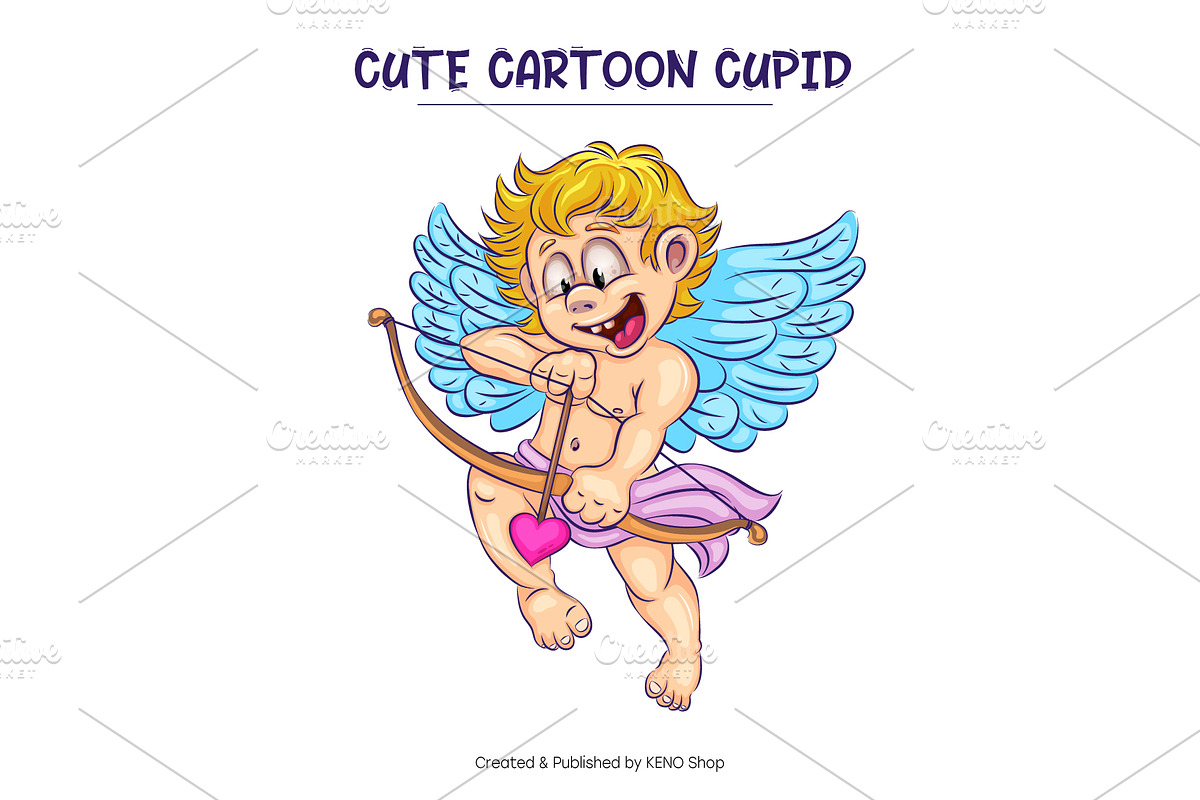 Cute cartoon cupid., an Animal Illustration by KENO Mascots (Photo 2 of 9)