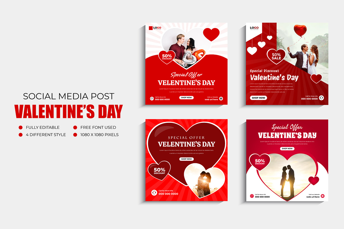 Valentine's Day Social Media Post, a Social Media Template by Designgrove