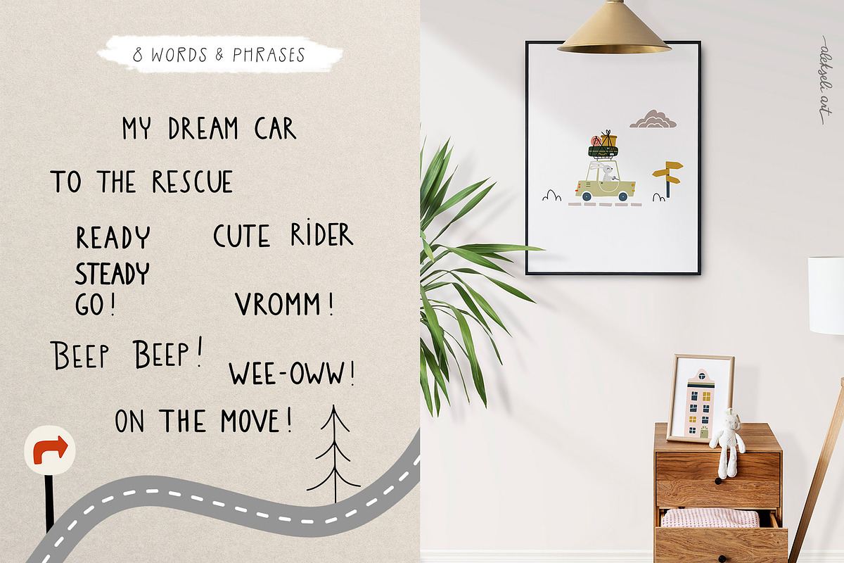 Cute Cars Clipart & Patterns, an Animal Illustration by AlekseliArt (Photo 12 of 14)