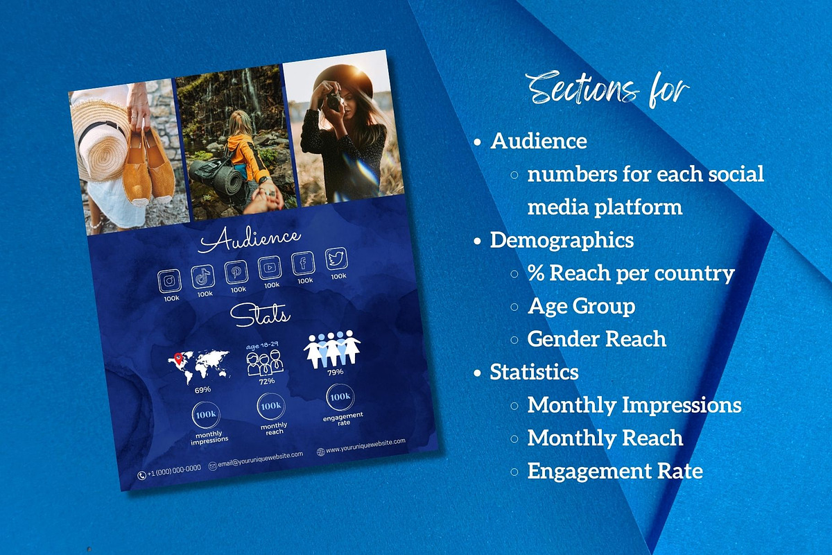 Four Page Media Kit in Navy Blue, a Templates & Theme by ProductiveandFree (Photo 7 of 14)