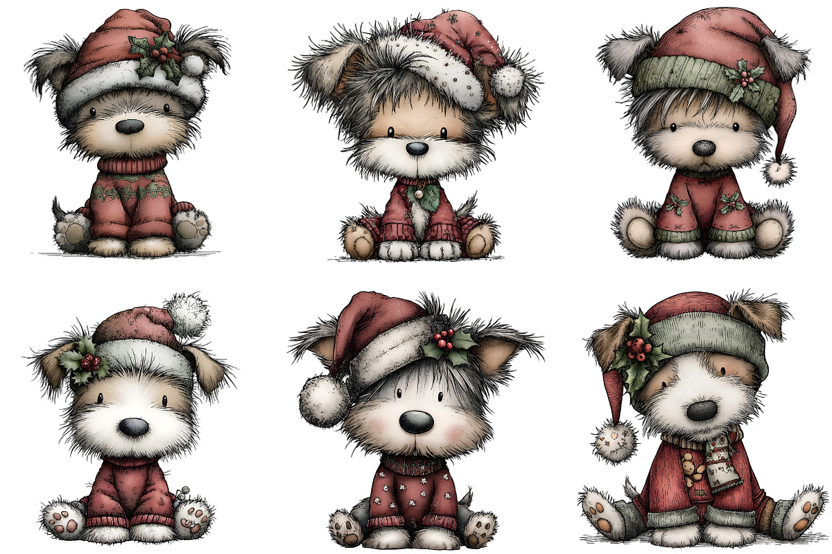 Christmas Cute Dog Clipart, an Illustration by DreamArtGraphic (Photo 2 of 6)
