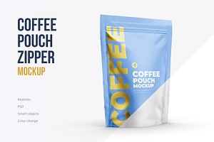 Coffee Pouch Mockup. Half Side