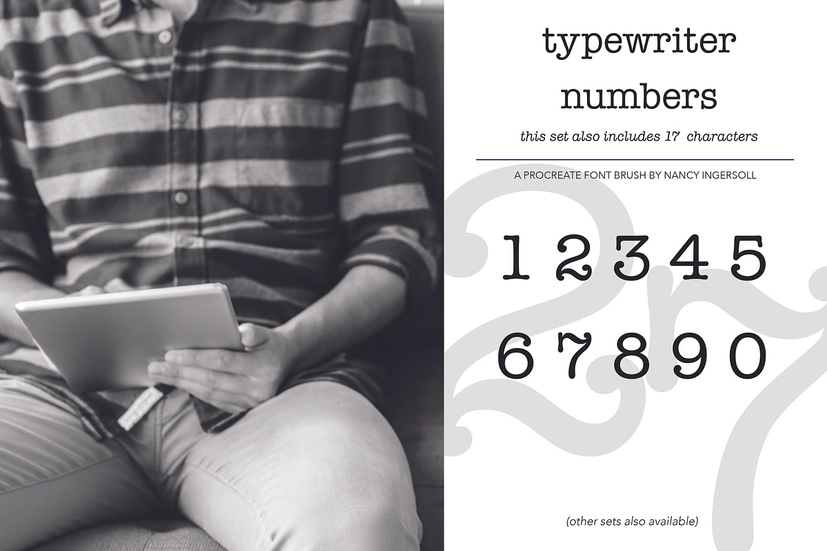 Procreate Typewriter Font numbers, a Brush Add-On by Nancy Ingersoll (Photo 3 of 5)
