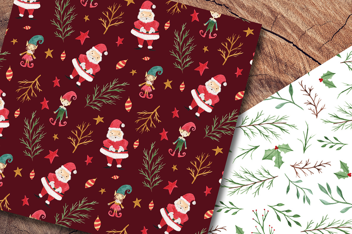 Christmas Watercolor Papers, a Pattern Graphic by LeMagiqueBoutique (Photo 6 of 7)