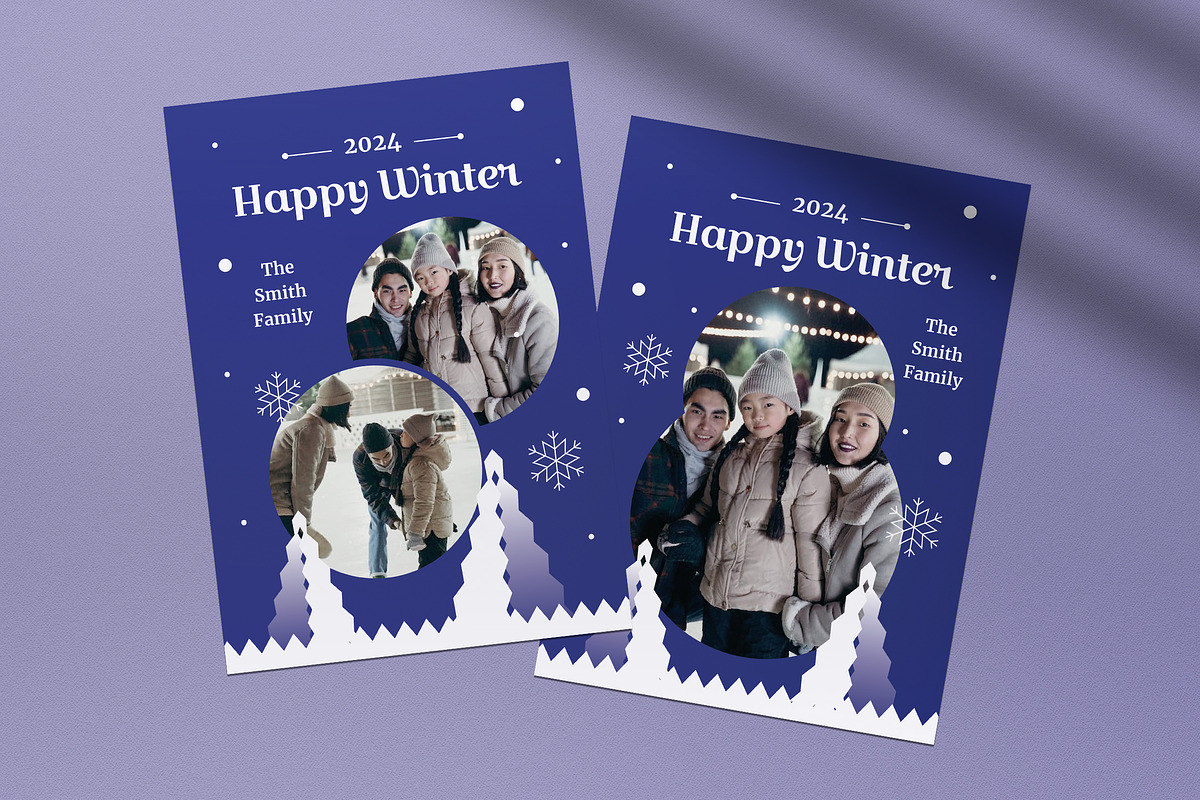 Flat Design Winter Greeting Card, a Card Template by graphicook (Photo 2 of 4)