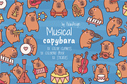 Capybara Music Clipart Set, an Animal Illustration by Palau (Thumbnail 1 of 10)