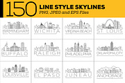 150 - Linear Style City Skylines, an Outline Icon by Kursat Unsal (Thumbnail 15 of 18)