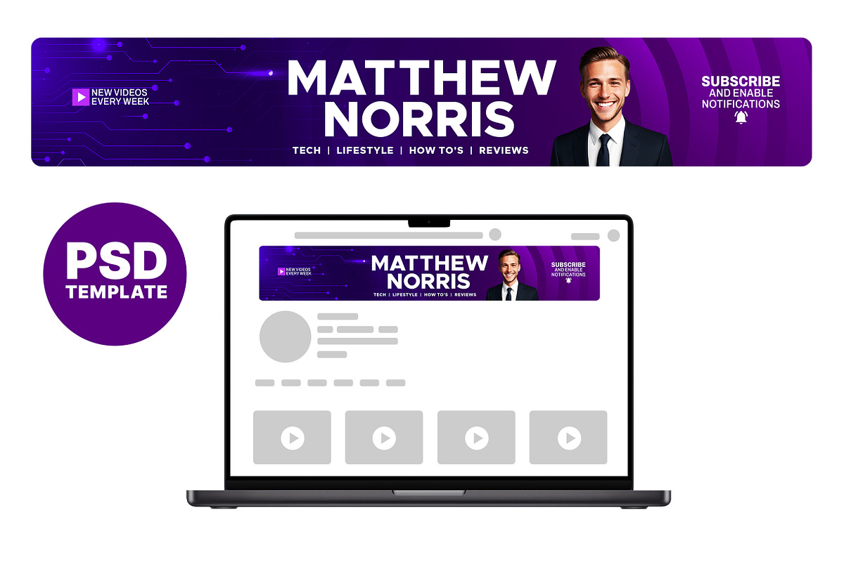 Technology tech cyber youtube banner, a Social Media Template by Vaughn Studios (Photo 1 of 5)