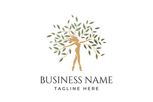 Tree of Life Woman Silhouette Logo