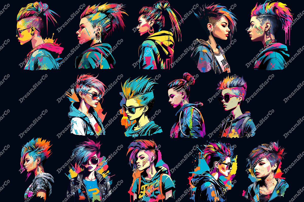 Punky girl cliparts, an Object Graphic by DreamerStarCo (Photo 3 of 5)