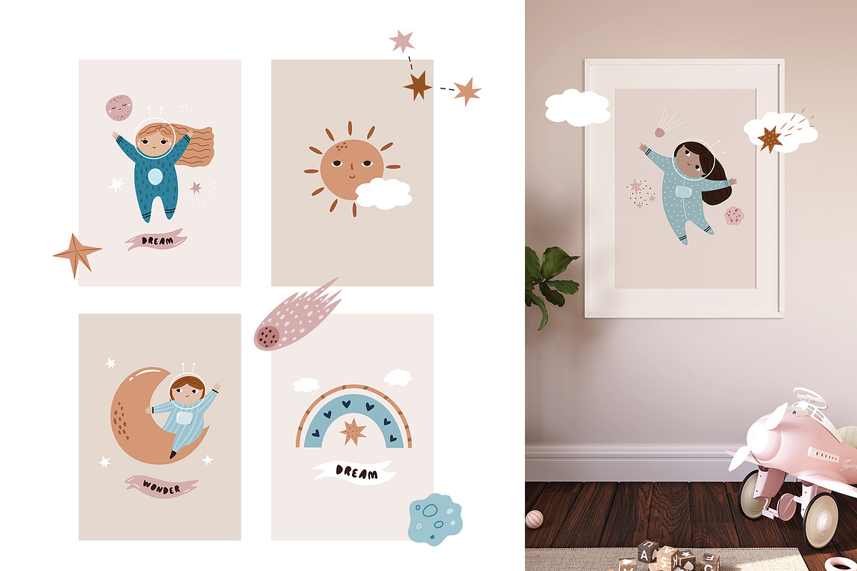 Cute Cosmic Astronaut Girls, an Illustration by danceyourlife (Photo 10 of 14)