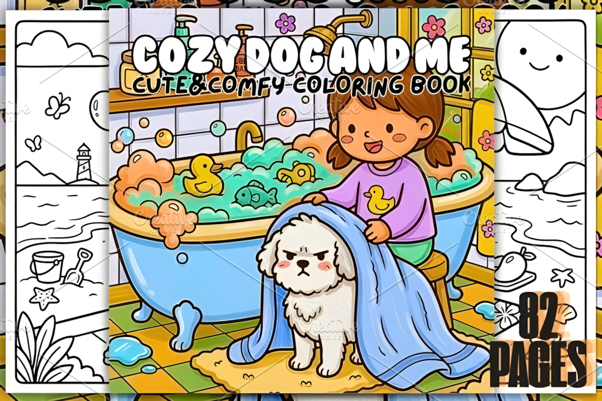 Cozy Dog and Me Cute&Cozy Coloring, a Decorative Illustration by Design Station (Photo 1 of 3)