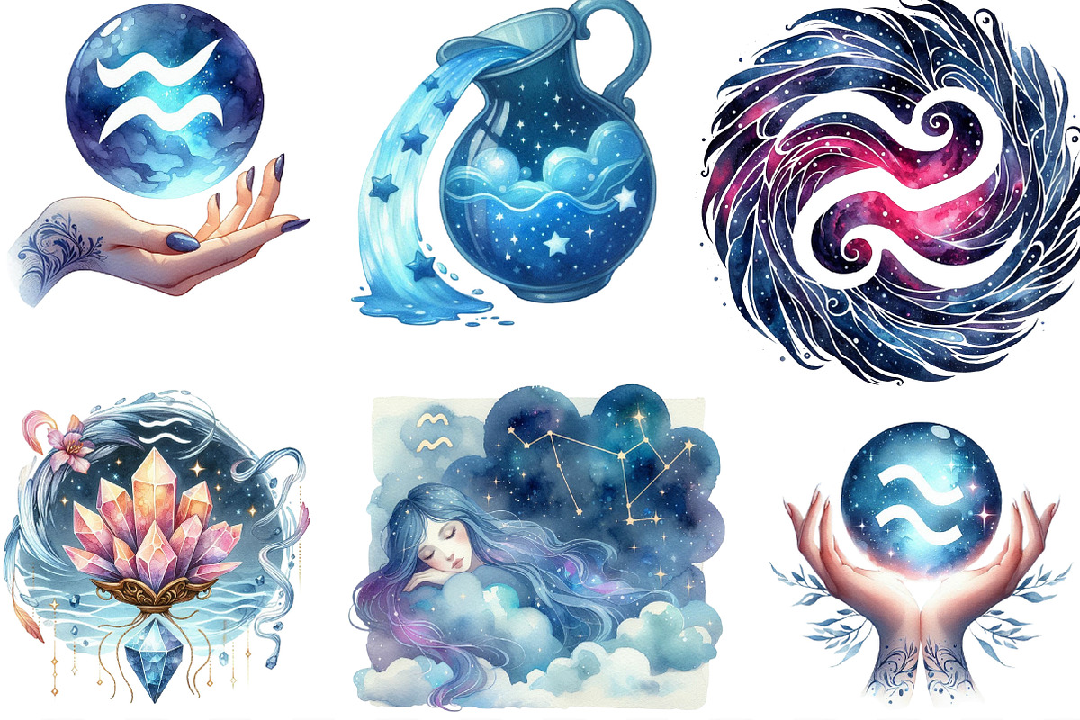 Aquarius Season Clipart, an Illustration by Designking (Photo 2 of 4)