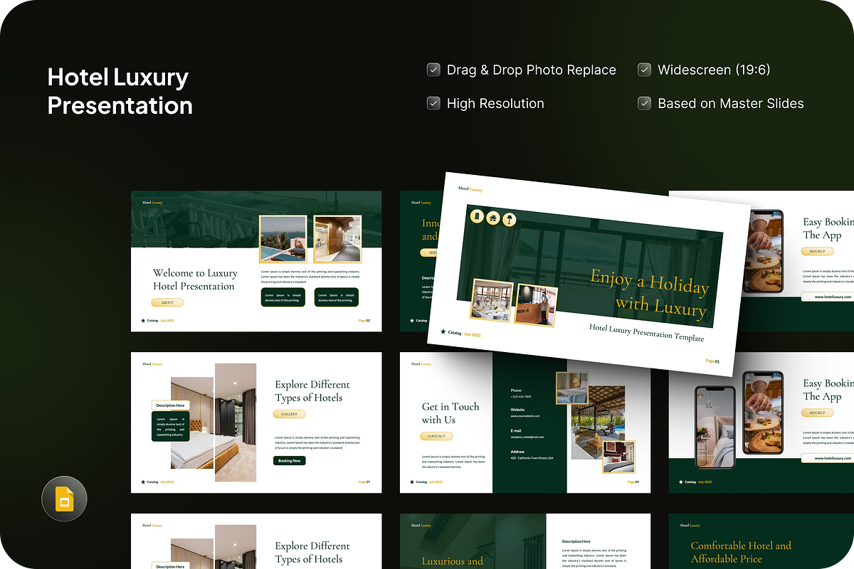 Hotel Luxury Google Slides, a Presentation Template by SquidPixey (Photo 1 of 7)