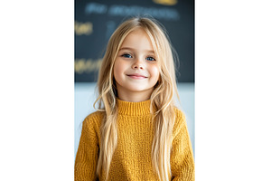 Smiling young caucasian girl in, a School & Education Photo by Lermont51