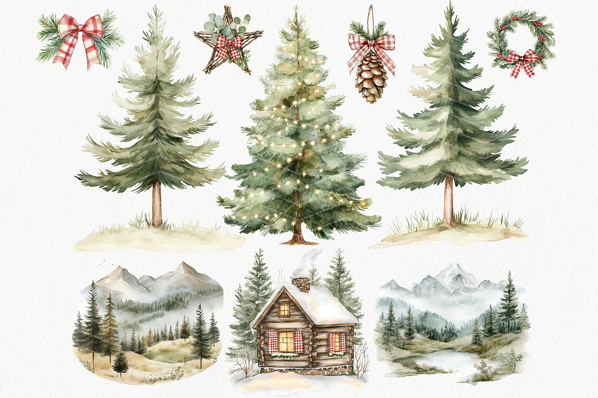 Christmas Wooodland Animals Clipart, an Animal Illustration by ClipArtCharm (Photo 4 of 5)