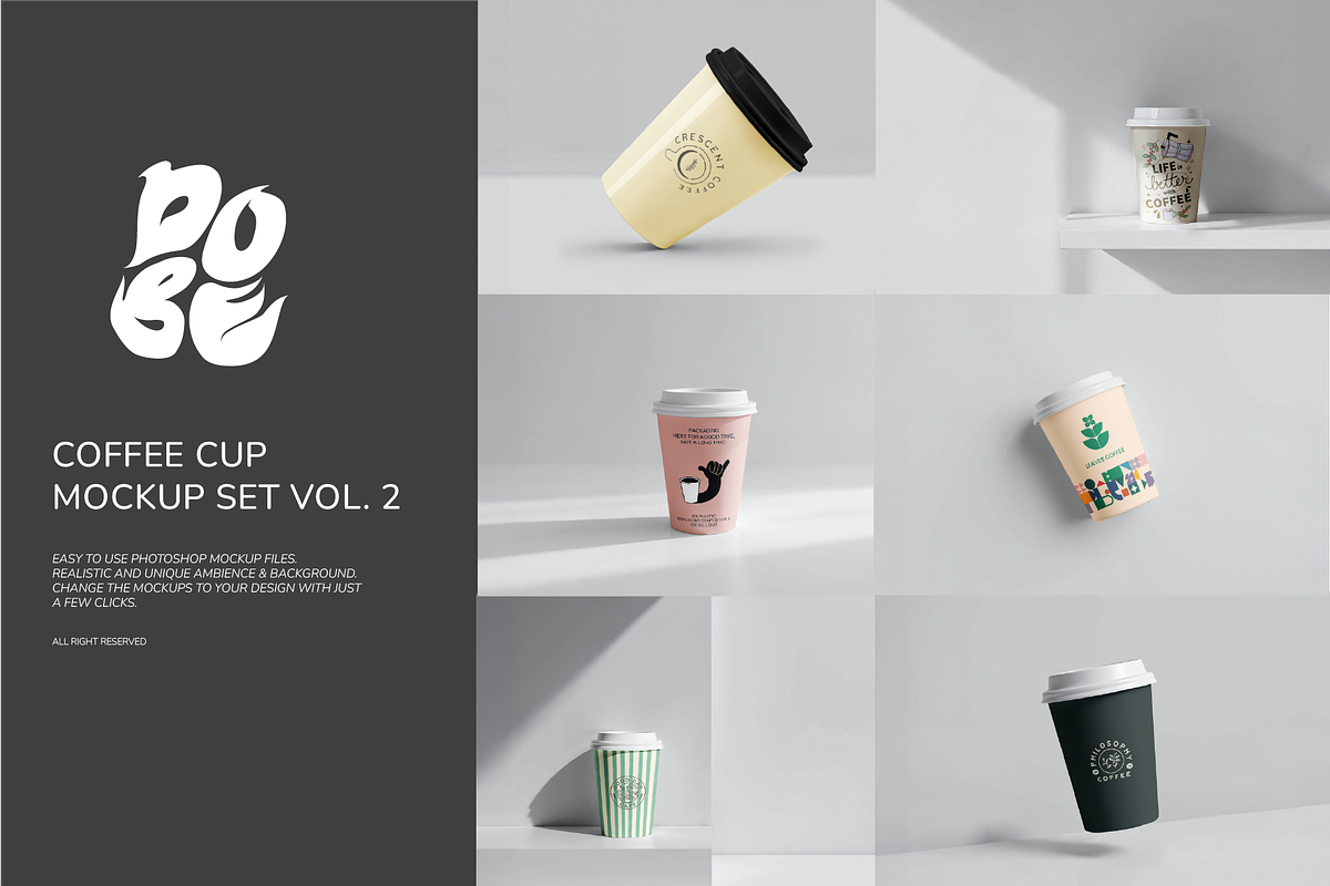 Coffee Cup Mockup Set - Vol 2, a Packaging Mockup by DOBE Studio (Photo 1 of 5)