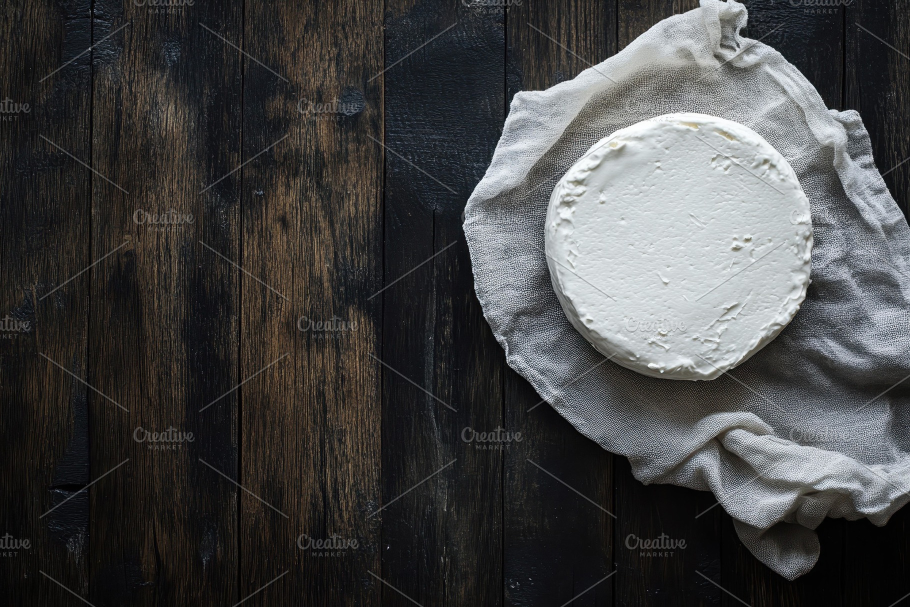 Delicious homemade cheese resting on, a Photo by Tanuart