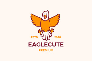 Cute Eagle Cartoon Logo Vector Icon