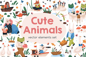 Cute funny animals childish set, an Animal Illustration by Good Studio