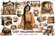 Cozy Halloween Watercolor Clipart, a Seasonal Illustration by Maysa Art (Thumbnail 1 of 5)