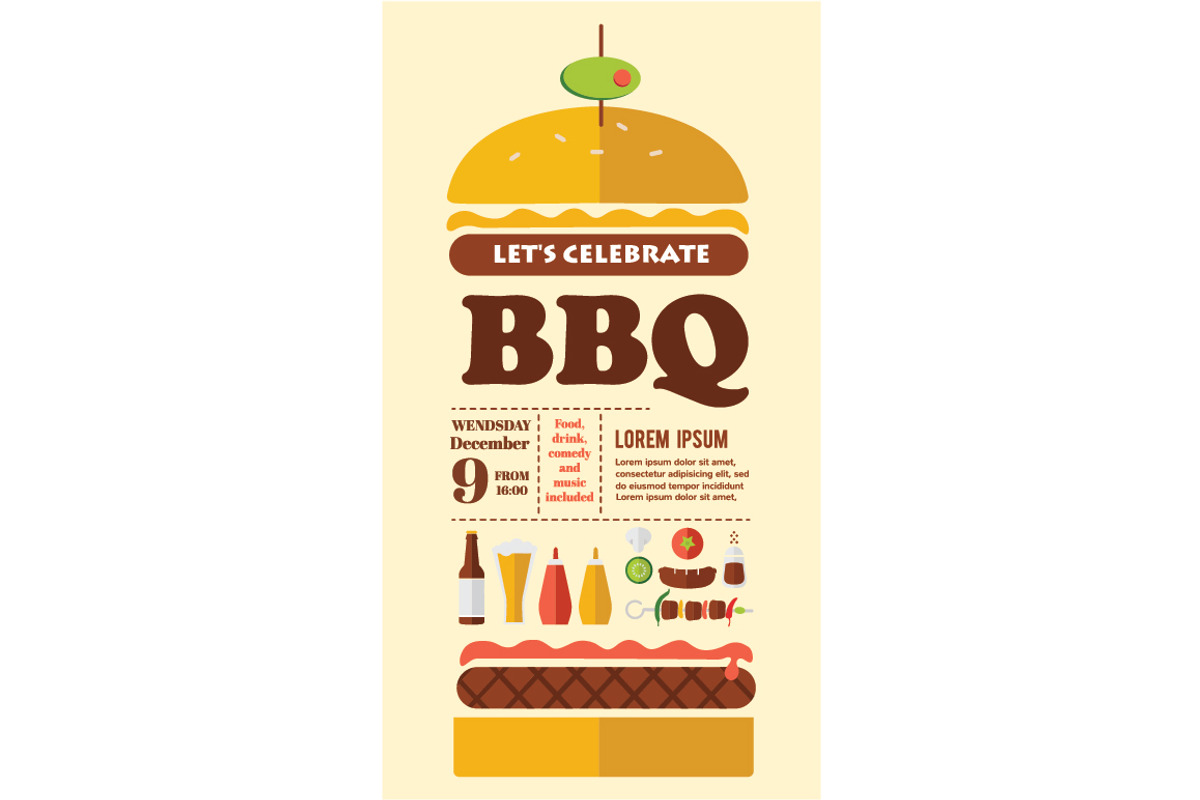 BBQ Icon set and invitation template, a Background Graphic by jenny lipets (Photo 5 of 6)