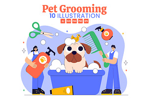 10 Pet Grooming Illustration, an Animal Illustration by denayunebgt