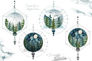Watercolor fir trees and mountains, an Illustration by marie dricot (Thumbnail 3 of 11)