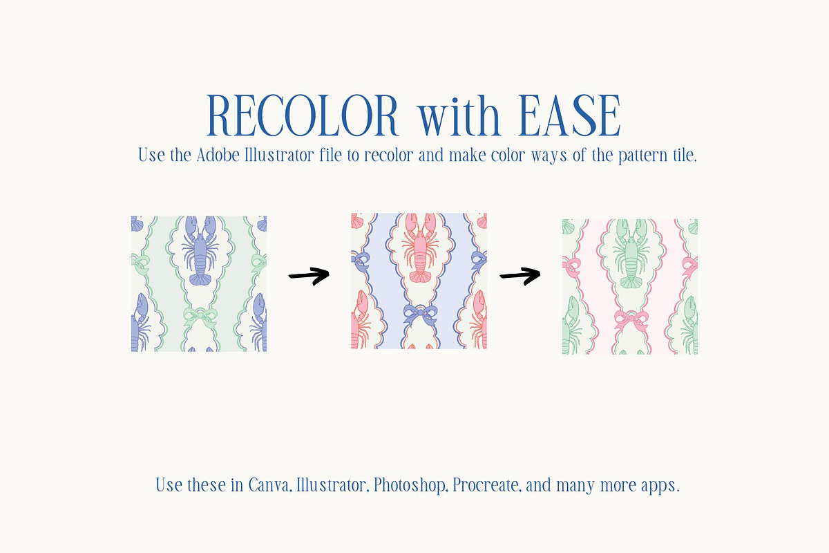 Preppy Lobster Pattern - Pink Blue, a Pattern Graphic by Hello Holly Studio (Photo 7 of 10)