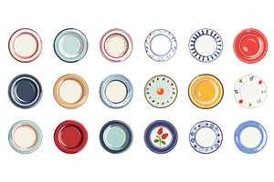 Flat Plates with Decorative Patterns, a Food Illustration by LadadikArt