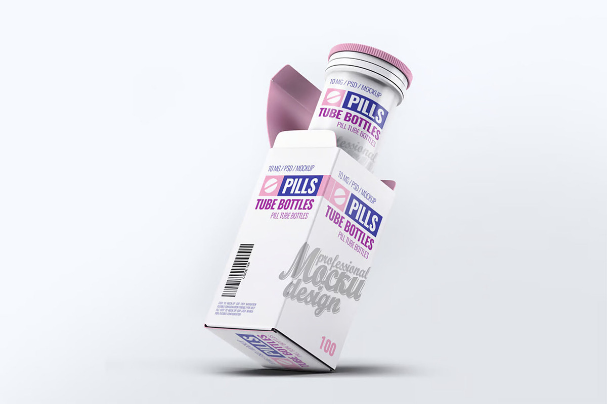 Pills Tube Bottles Mockup, an Advertising Mockup by Hubzway (Photo 4 of 8)