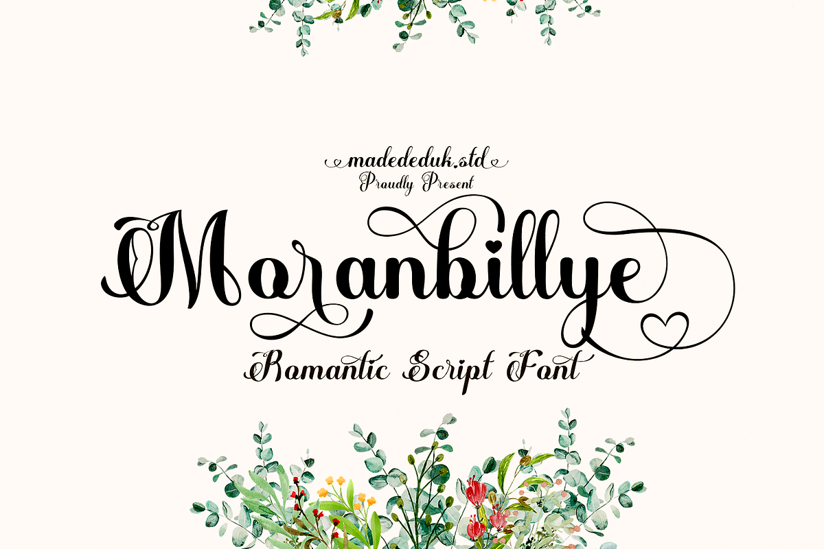 Moranbillye Script, a Script Font by madeDeduk (Photo 1 of 9)