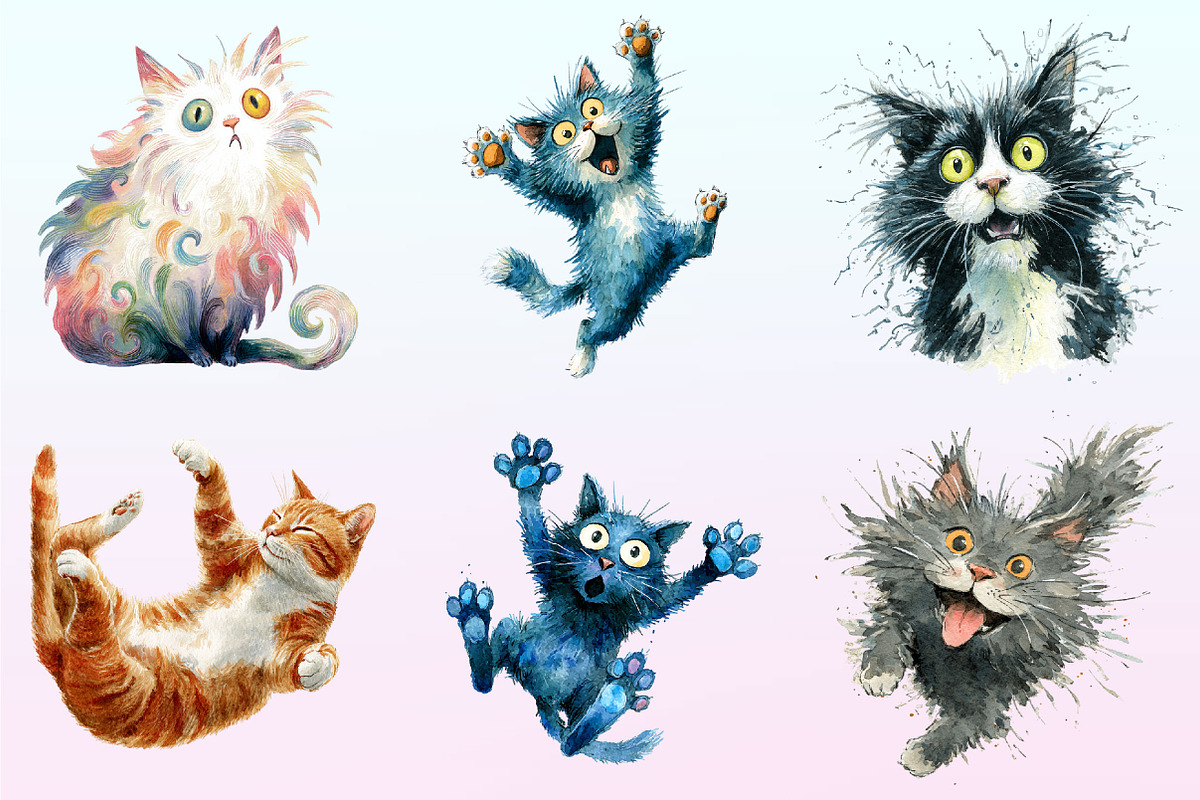 Surprised Funny Crazy Cat Clipart, a Graphic by CitraGraphics (Photo 2 of 4)