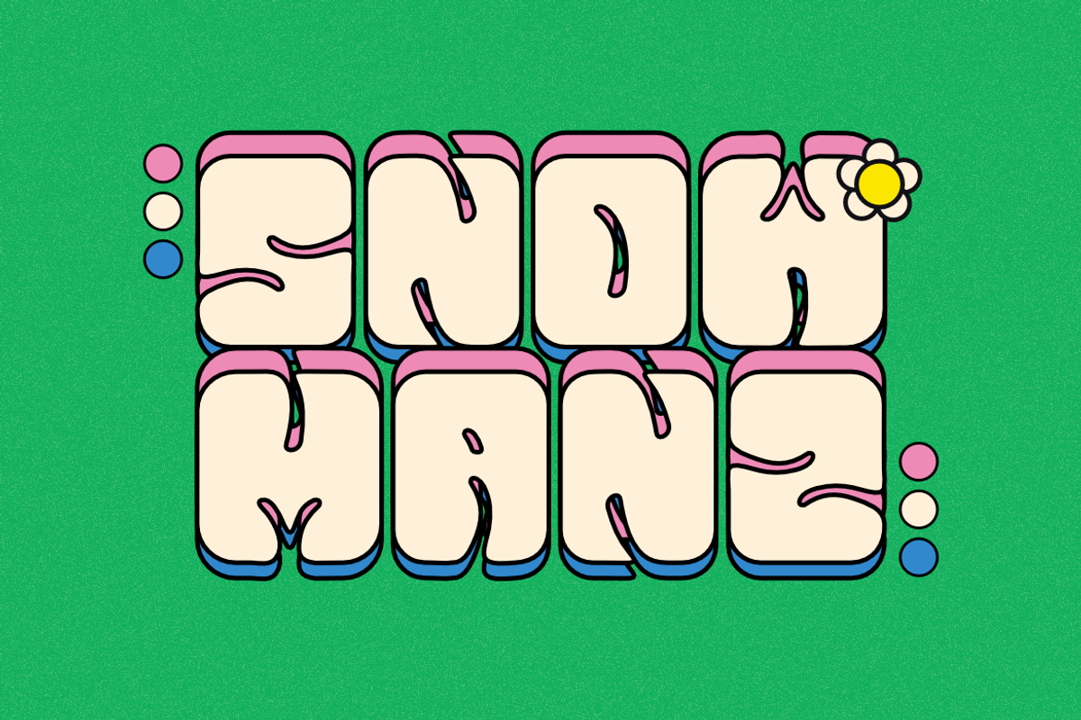 Snow Manz - Groovy & Funky Font, a Sans Serif Font by QR Design Studio (Photo 2 of 6)