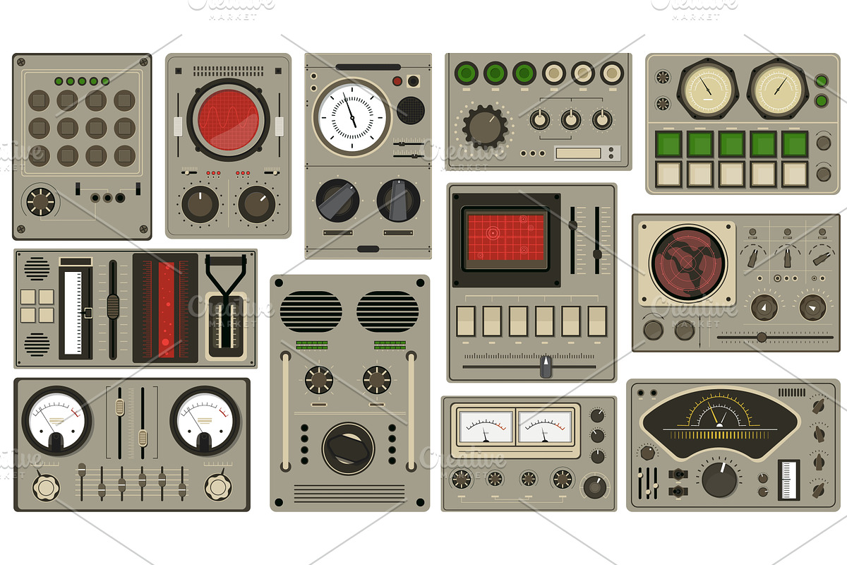 Control panel buttons. Retro, a Technology Illustration by YummyBuum ...