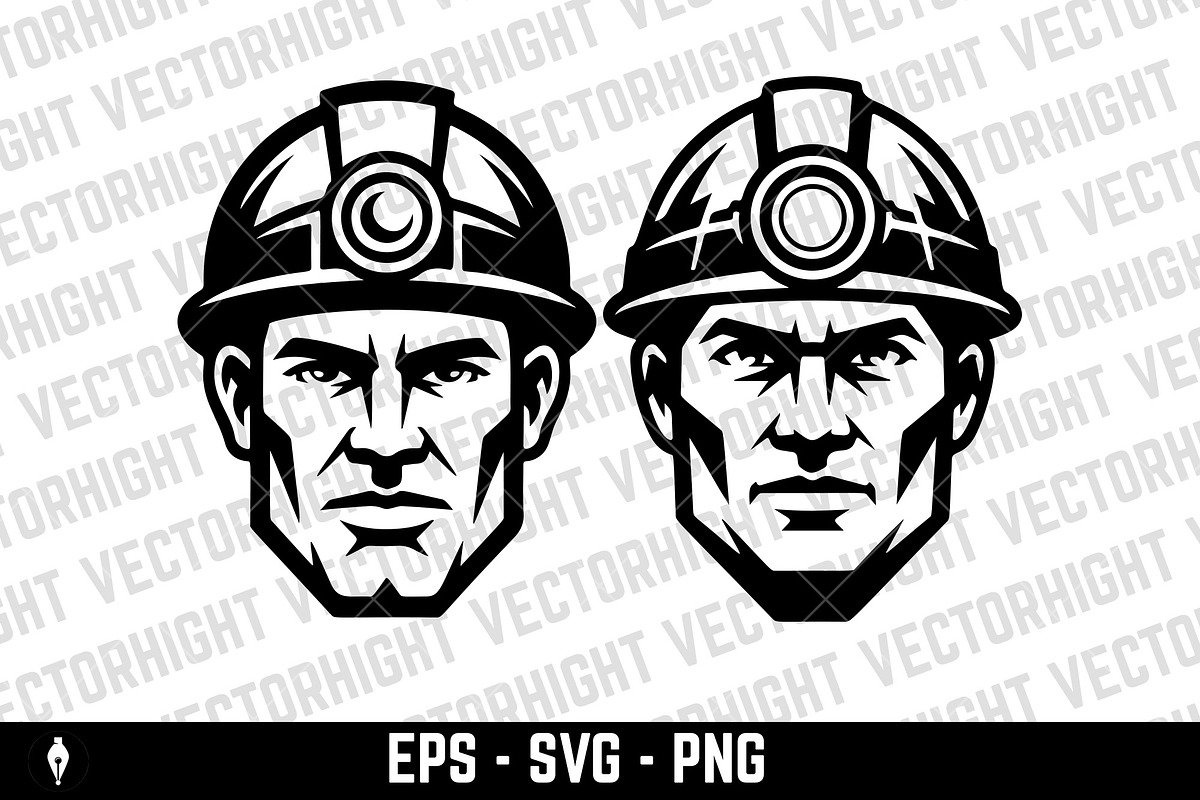 Vector logo of a focused miner, a Person Illustration by Vectorhight (Photo 2 of 5)