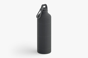 Black Bottle With Carabiner 3D Model