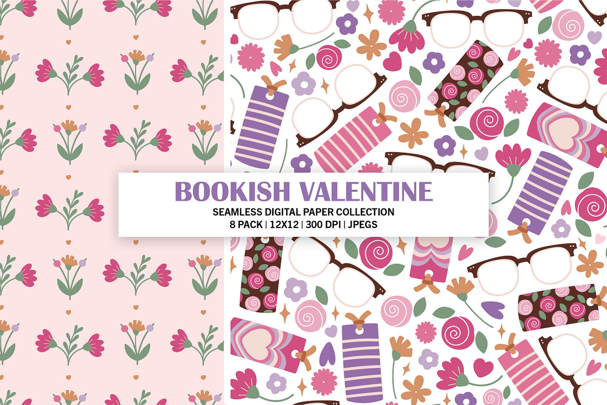 Bookish Valentine Seamless Patterns, a Pattern Graphic by Alanna Messina Design Co (Photo 5 of 8)