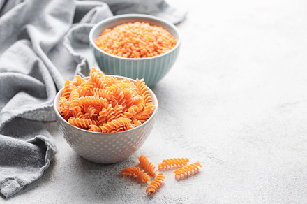 Red lentil fusilli pasta, a Food & Drink Photo by Olena Rudo