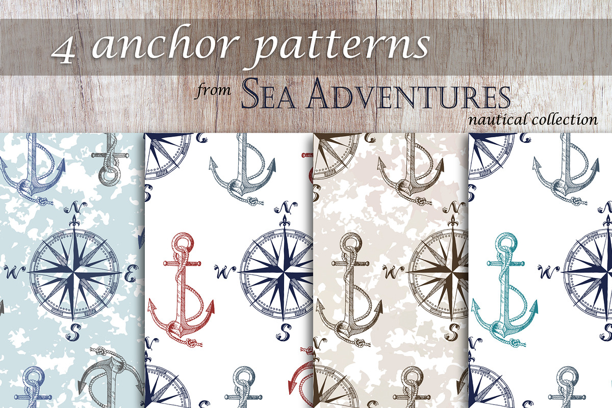 4 Anchor Nautical Patterns, a Background Graphic by Fortuna Venit (Photo 1 of 3)