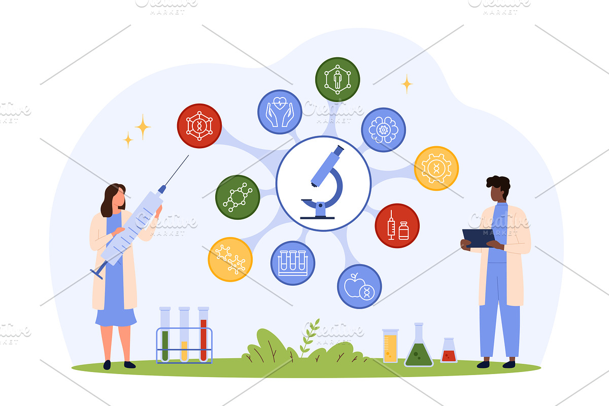 Scientists Working in Modern, an Illustration by Flashvector