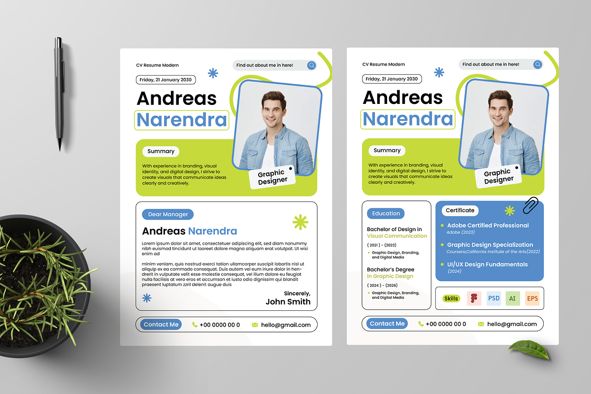 Modern Graphic Designer CV Resume, a Resume Template by Annora Studio (Photo 5 of 6)
