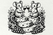 Mouse Wine and Cheese Graphics, a Decorative Illustration by DENIDigitalArtSudio (Thumbnail 2 of 5)