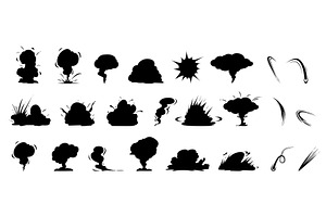 Black explosions silhouettes, an Illustration by LadadikArt
