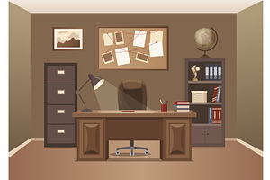 Detective office interior. Crime and, an Object Illustration by the8monkey