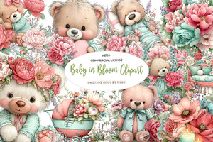 Baby in Bloom Clipart, a Seasonal Illustration by CreationArt