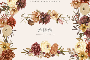 Autumn Garden Watercolor Florals