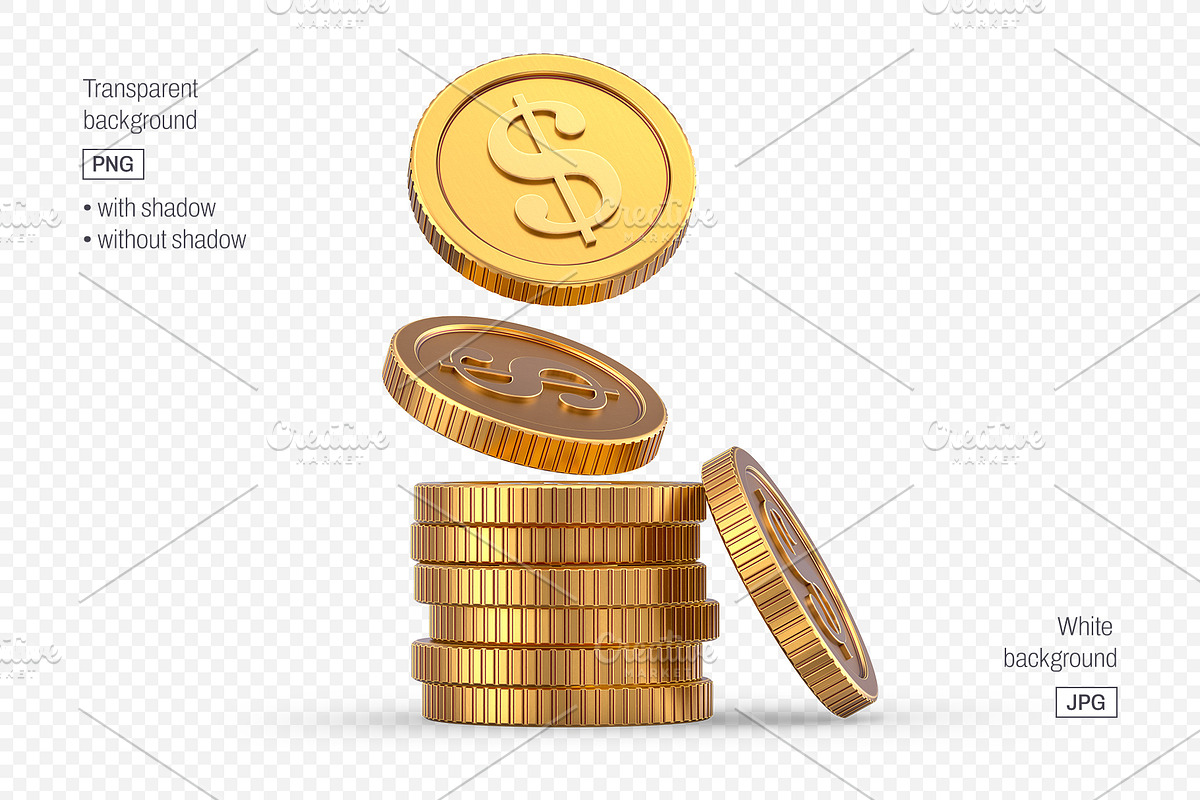 Set of Gold Coins Isolated PNG & JPG, an Object Graphic by LoopAll (Photo 5 of 6)