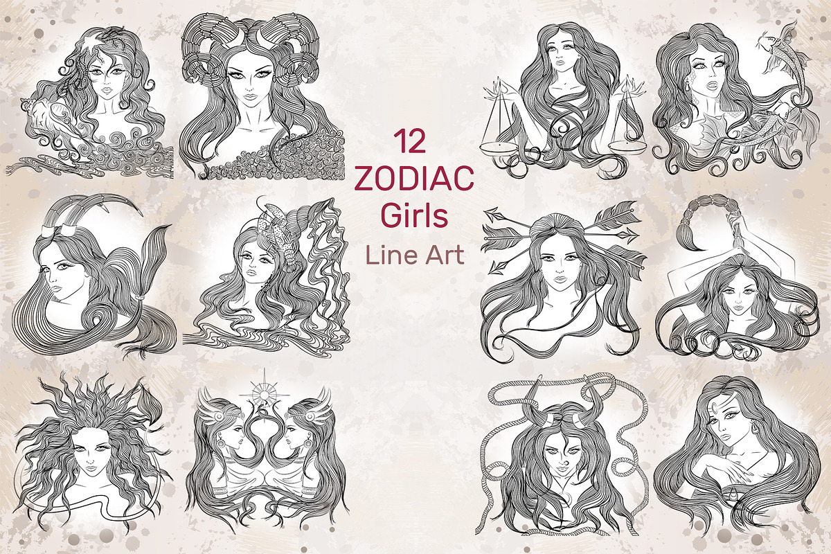 12 Zodiac Girl Hand Drawn Collection, a Healthcare Illustration by ennona_art (Photo 8 of 13)